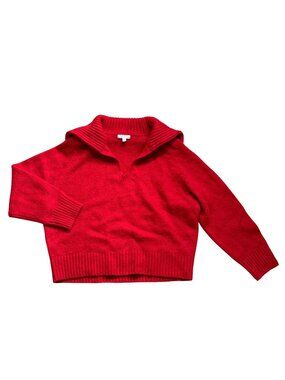 J.Crew Women's Johnny-Collar Sweater Sz M Preppy Quiet Luxury Alpaca Wool Blend